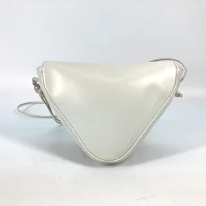 CELINE Shoulder Bag leather white Triangle logo triangle Women Used