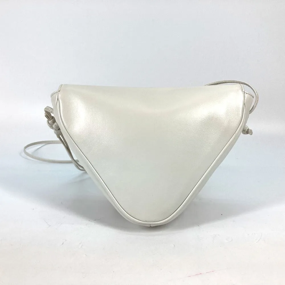 CELINE Shoulder Bag leather white Triangle logo triangle Women Used