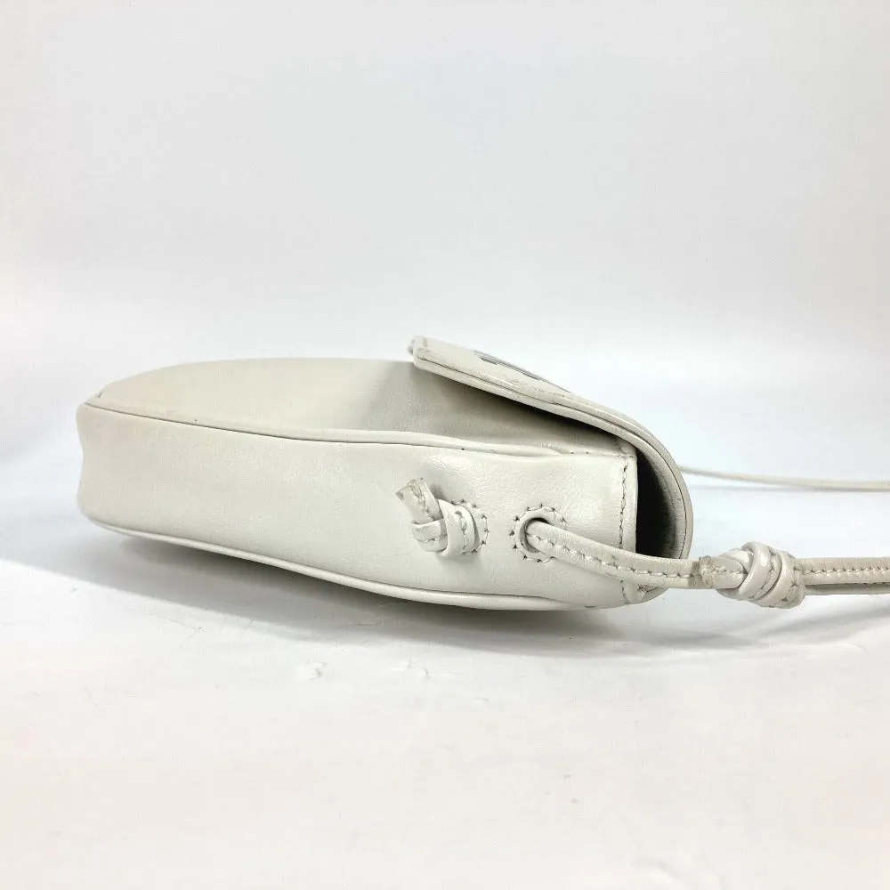 CELINE Shoulder Bag leather white Triangle logo triangle Women Used