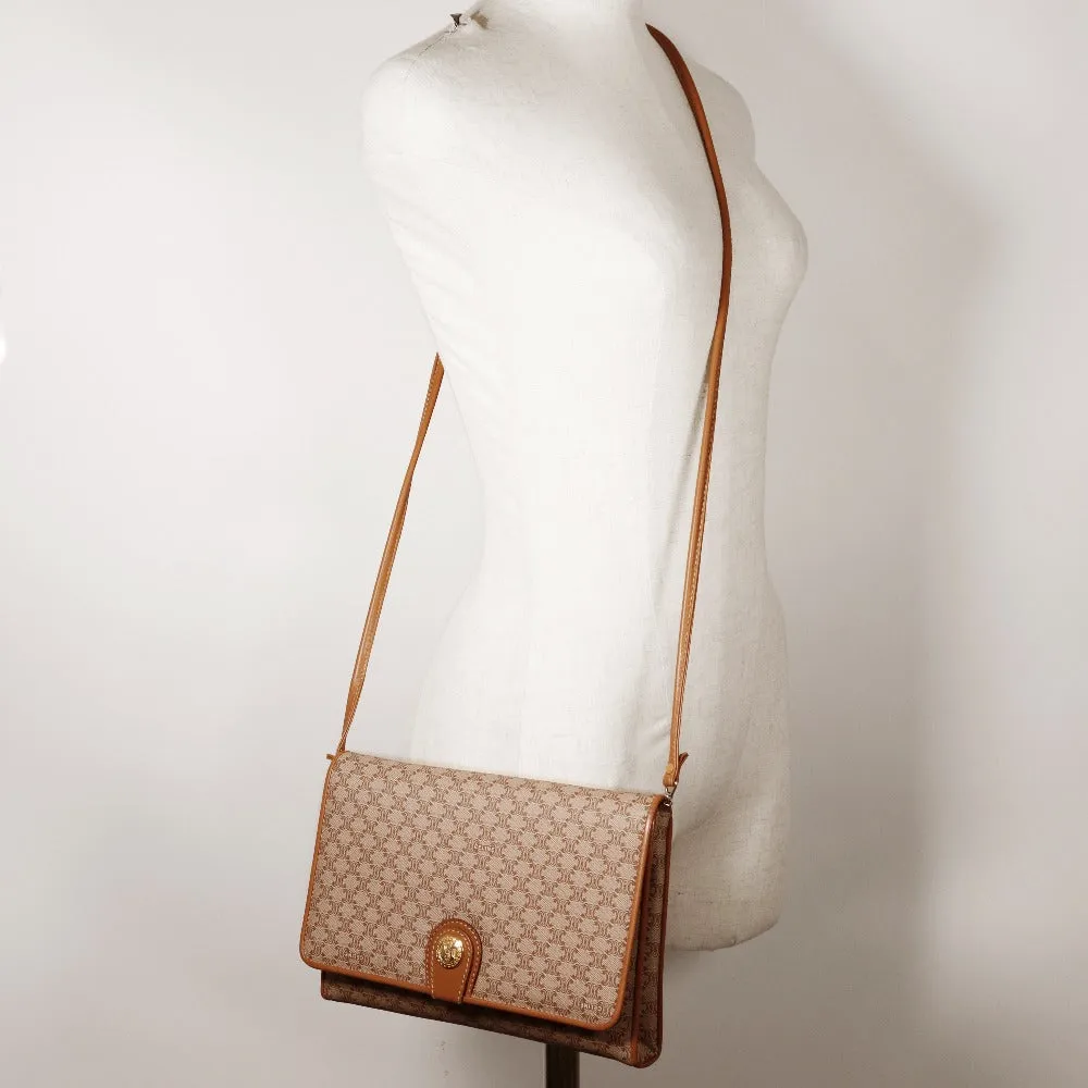 CELINE Shoulder Bag PVC, Leather beige 2-way clutch Macadam Old Celine Women Used