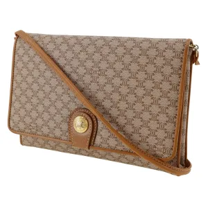 CELINE Shoulder Bag PVC, Leather beige 2-way clutch Macadam Old Celine Women Used