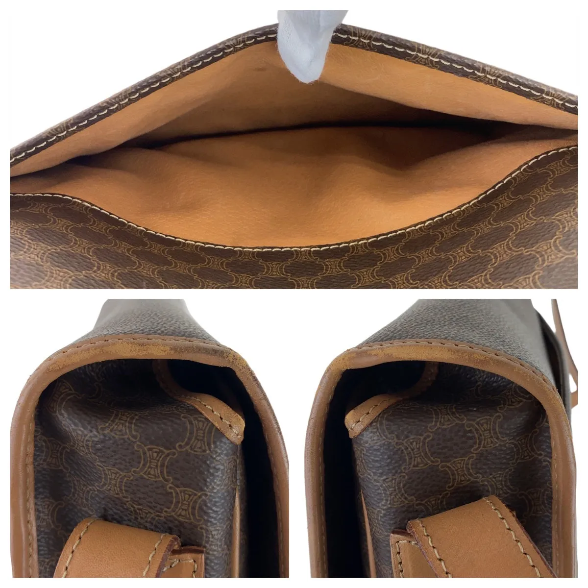 CELINE Shoulder Bag PVC, Leather Brown Gold Metal Crossbody Shoulder Bag Macadam Women Used