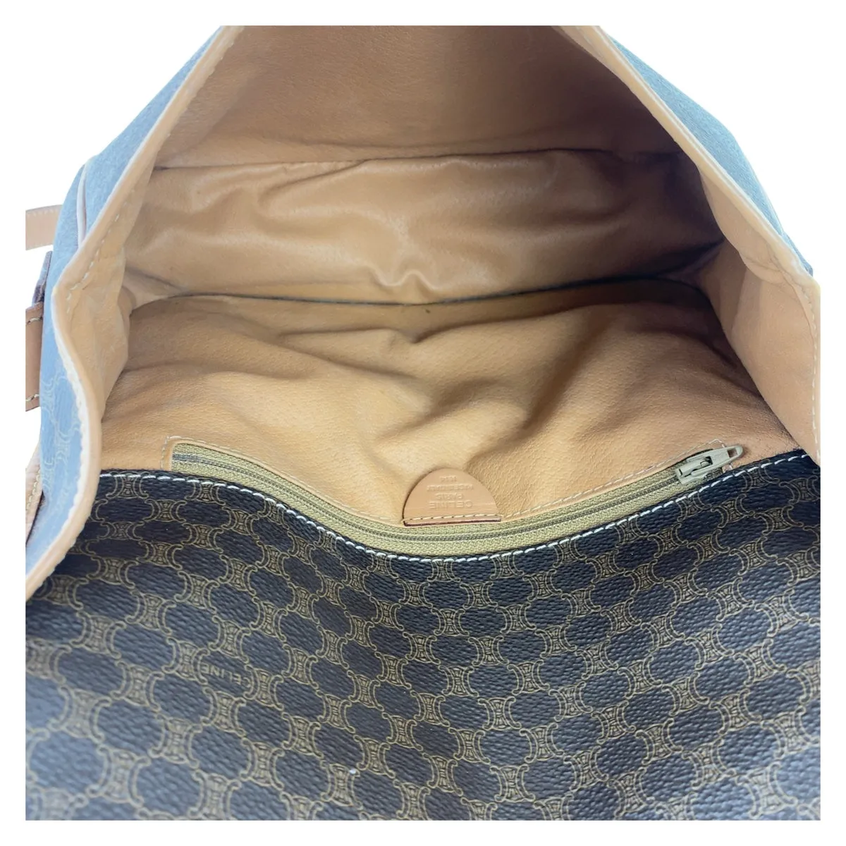 CELINE Shoulder Bag PVC, Leather Brown Gold Metal Crossbody Shoulder Bag Macadam Women Used