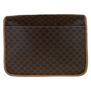 CELINE Shoulder Bag PVC, Leather Brown Gold Metal Crossbody Shoulder Bag Macadam Women Used