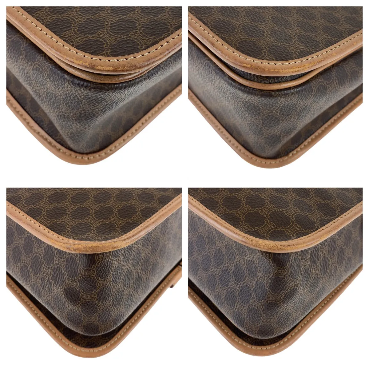 CELINE Shoulder Bag PVC, Leather Brown Gold Metal Crossbody Shoulder Bag Macadam Women Used