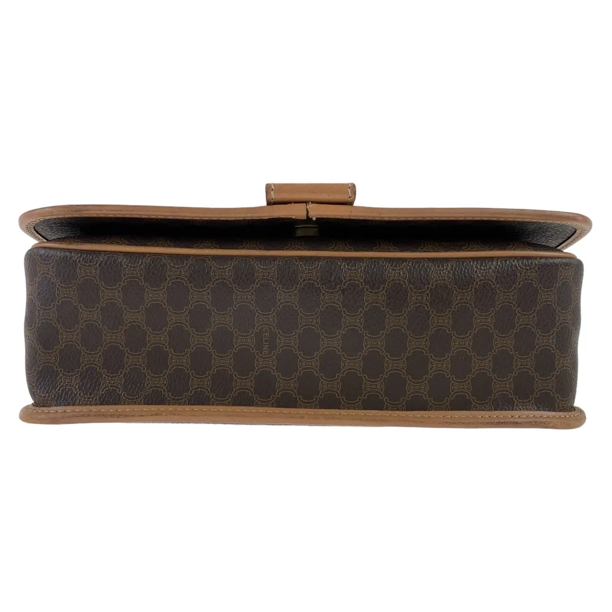 CELINE Shoulder Bag PVC, Leather Brown Gold Metal Crossbody Shoulder Bag Macadam Women Used