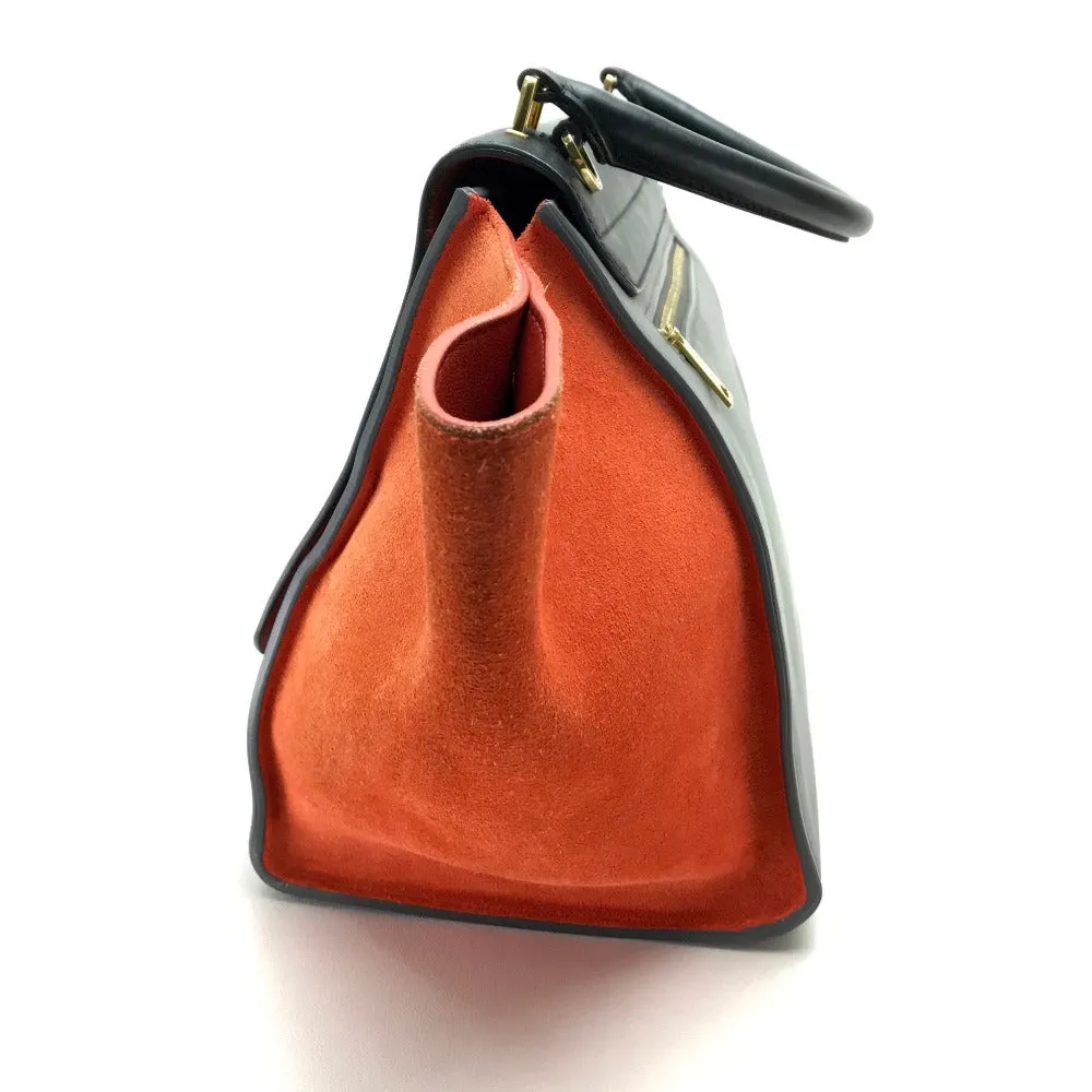 CELINE Shoulder Bag Suede leather Gray x black x orange 2WAY handbag Women Used