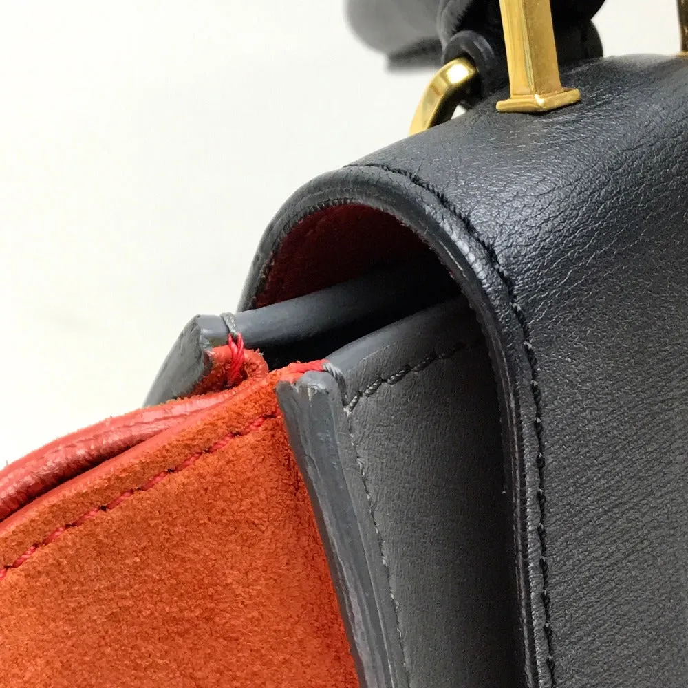CELINE Shoulder Bag Suede leather Gray x black x orange 2WAY handbag Women Used