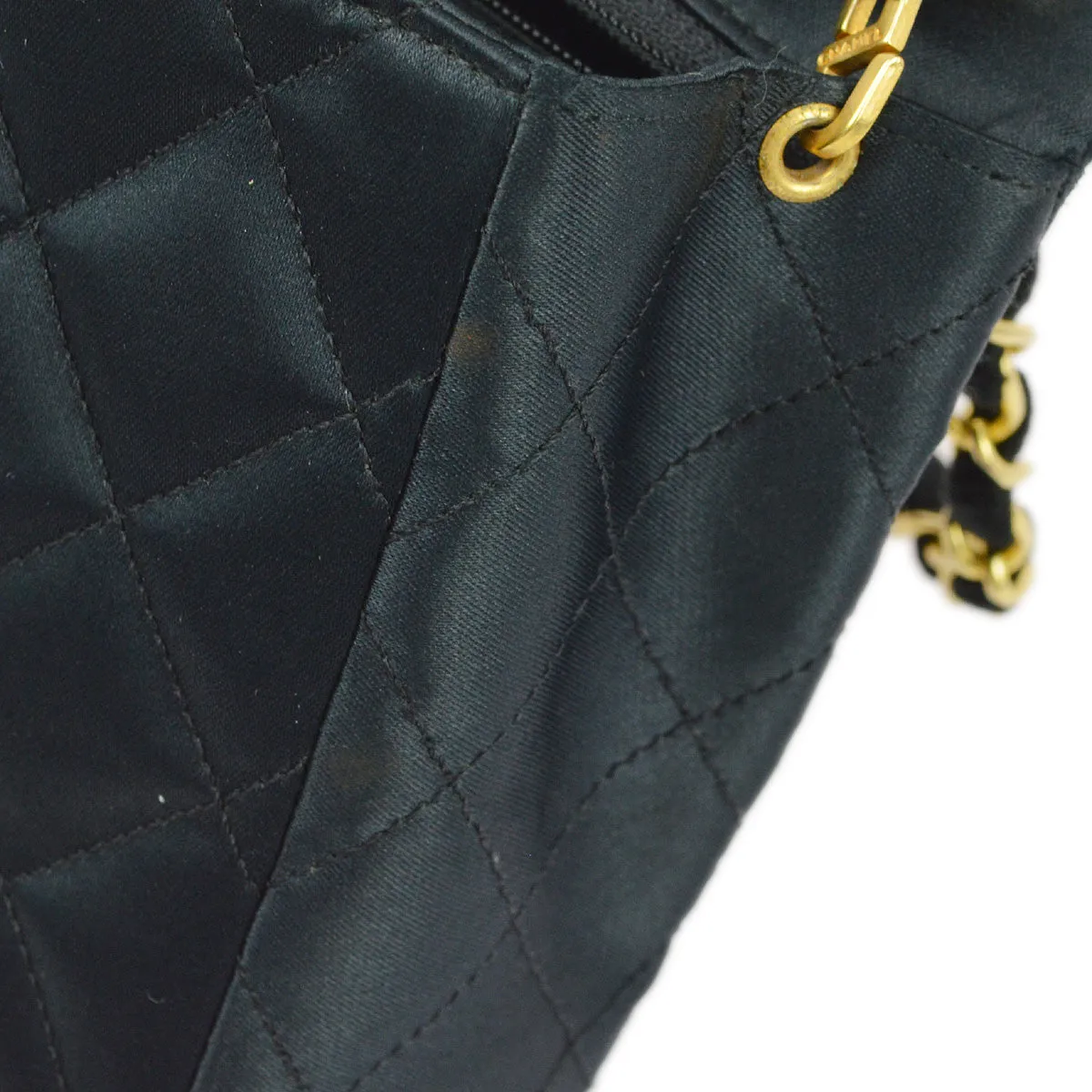Chanel 1986-1888 Black Satin Mini Classic Square Flap Shoulder Bag 17