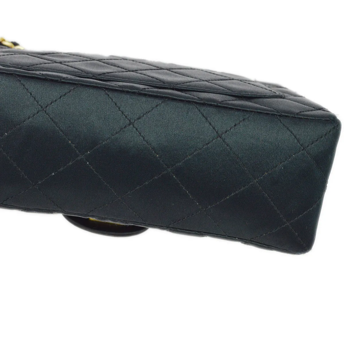 Chanel 1986-1888 Black Satin Mini Classic Square Flap Shoulder Bag 17
