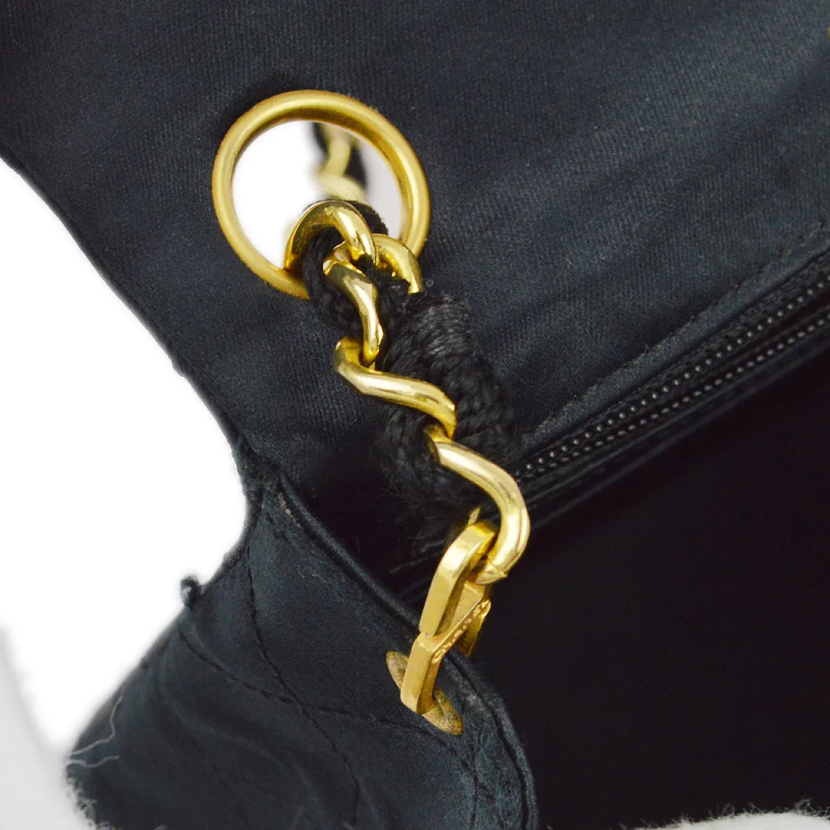 Chanel 1986-1888 Black Satin Mini Classic Square Flap Shoulder Bag 17