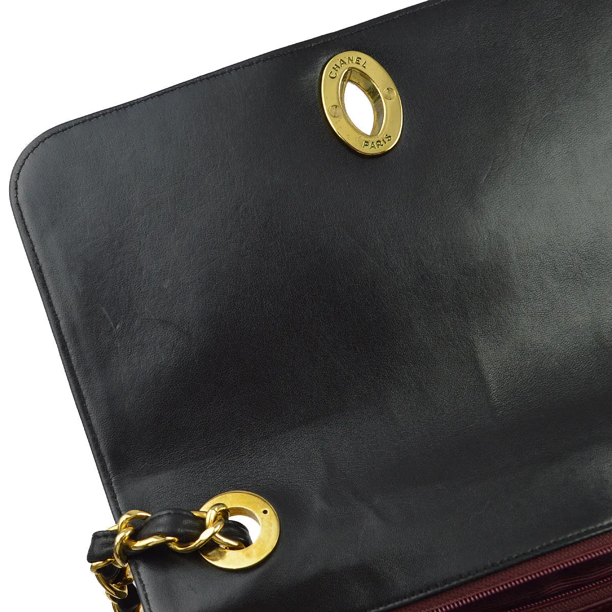 Chanel 1991-1994 Black Caviar Straight Flap Chain Shoulder Bag