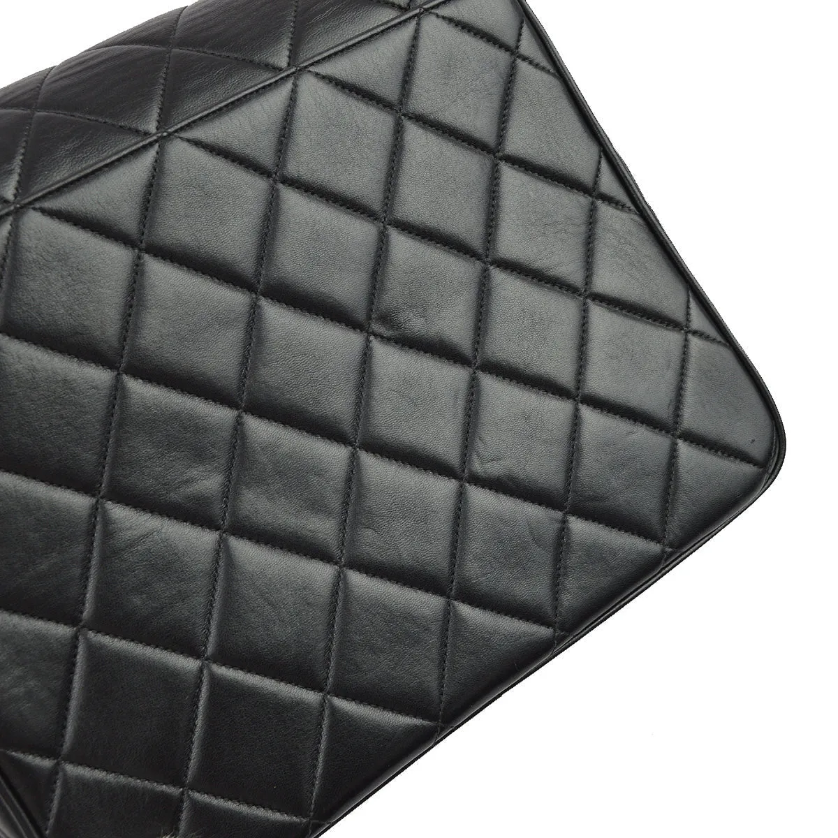 Chanel 1991-1994 Black Caviar Straight Flap Chain Shoulder Bag