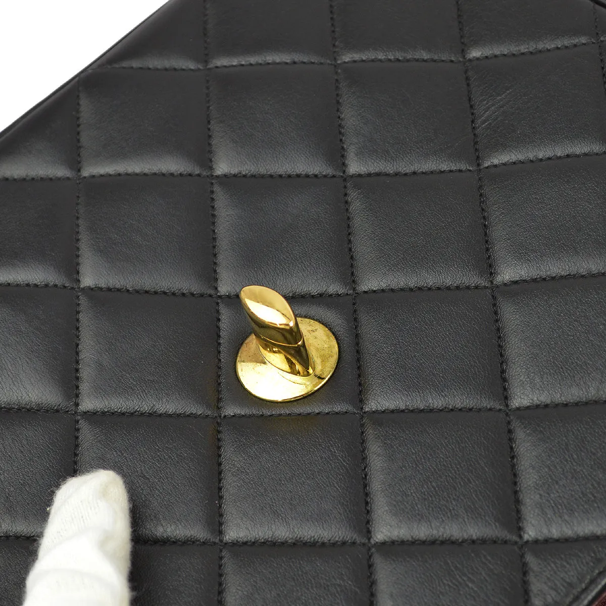 Chanel 1991-1994 Black Caviar Straight Flap Chain Shoulder Bag