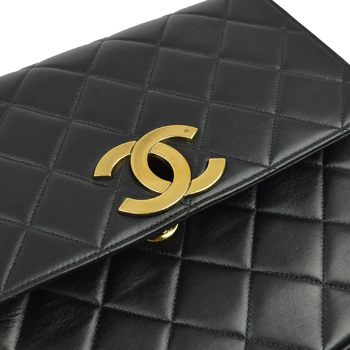 Chanel 1991-1994 Black Caviar Straight Flap Chain Shoulder Bag