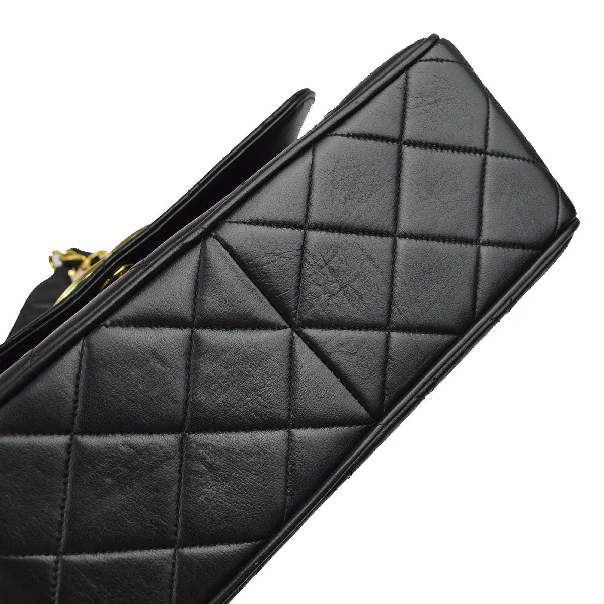 Chanel 1991-1994 Black Caviar Straight Flap Chain Shoulder Bag