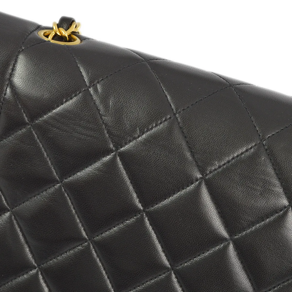 Chanel 1991-1994 Black Lambskin Medium Diana Shoulder Bag