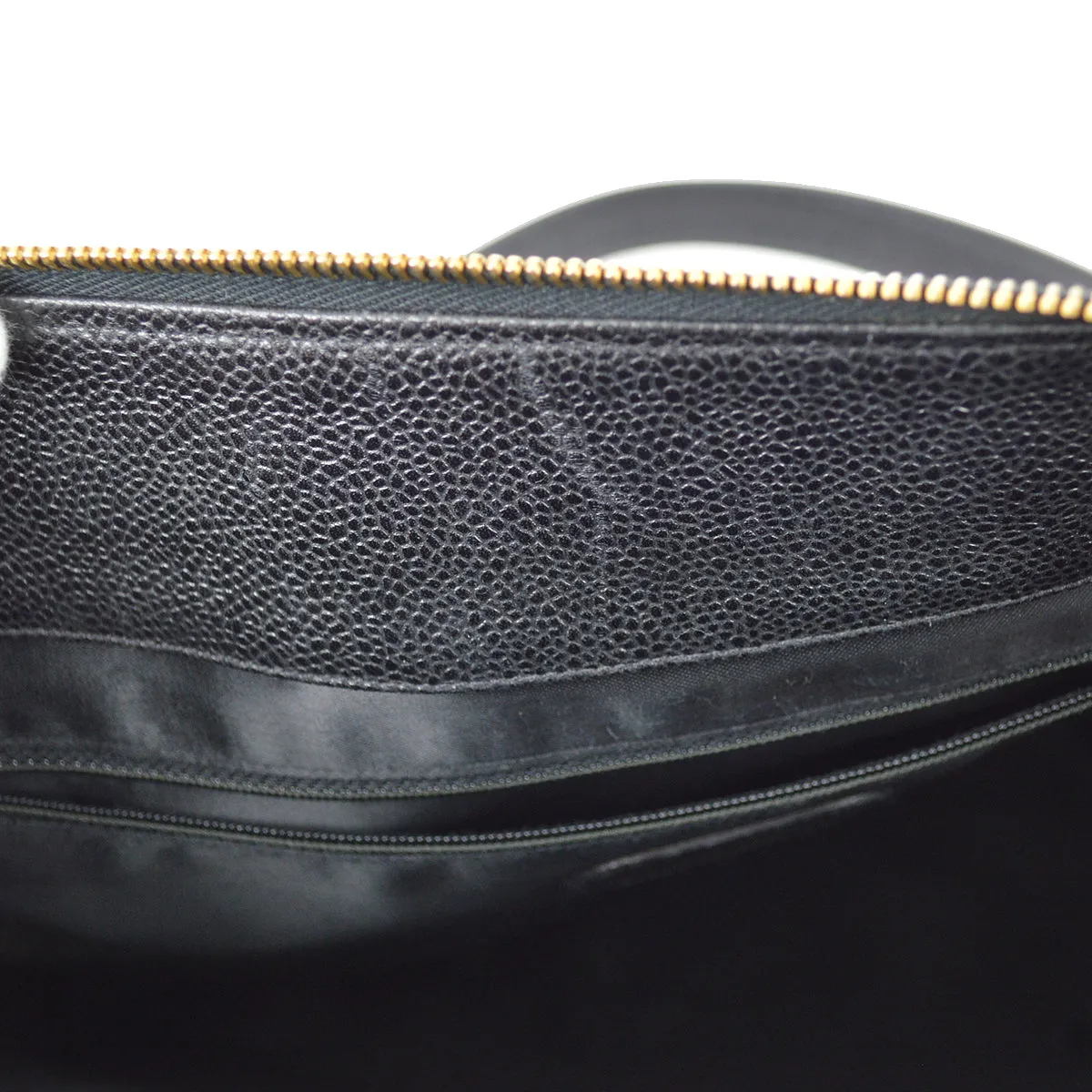 Chanel 1994-1996 Black Caviar Chain Shoulder Tote Bag