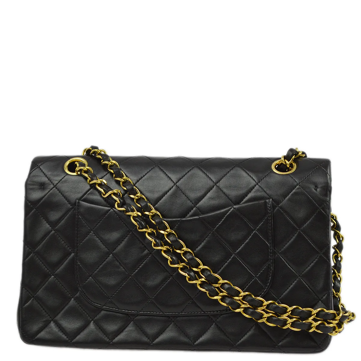 Chanel 1994-1996 Black Lambskin Medium Classic Double Flap Shoulder Bag
