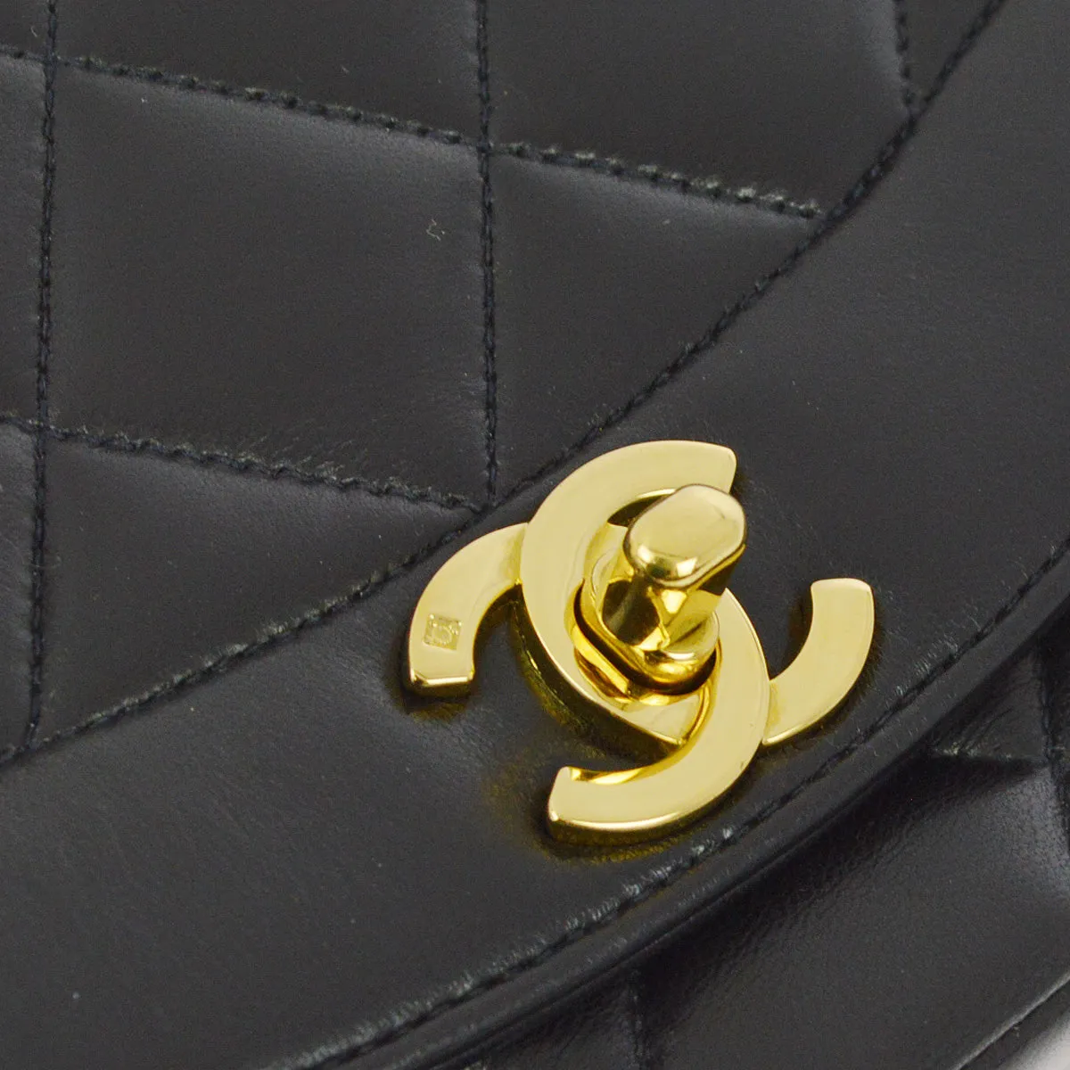 Chanel 1994-1996 Black Lambskin Small Diana Shoulder Bag