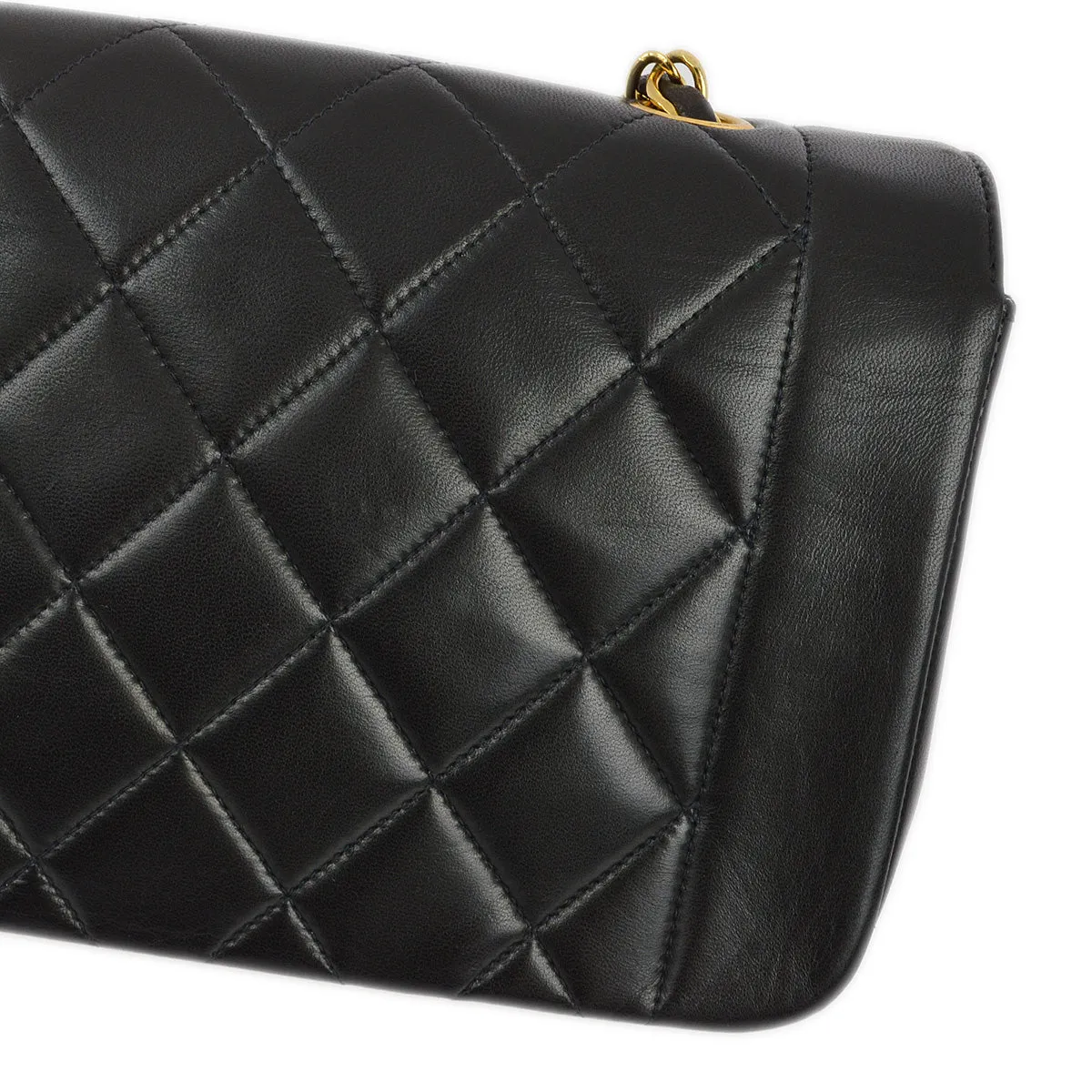 Chanel 1994-1996 Black Lambskin Small Diana Shoulder Bag
