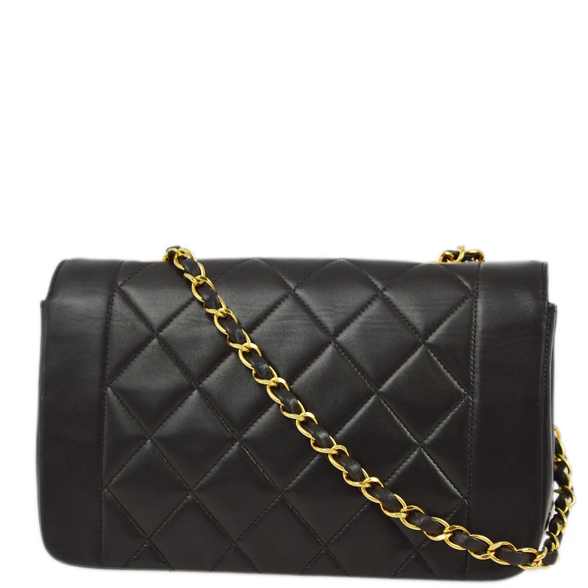 Chanel 1994-1996 Black Lambskin Small Diana Shoulder Bag