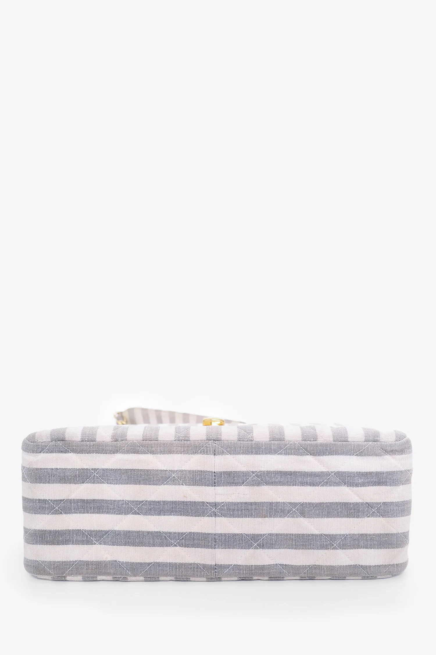 Chanel? 1994-96 Grey/White Striped Chain Shoulder Bag