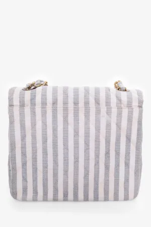 Chanel? 1994-96 Grey/White Striped Chain Shoulder Bag