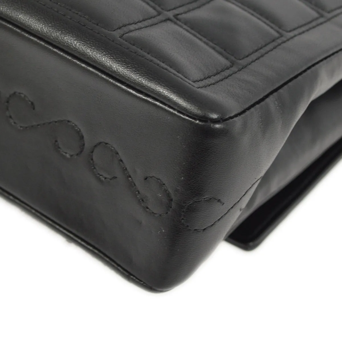 Chanel 2000-2001 Black Lambskin Mademoiselle Lock Choco Bar Shoulder Bag