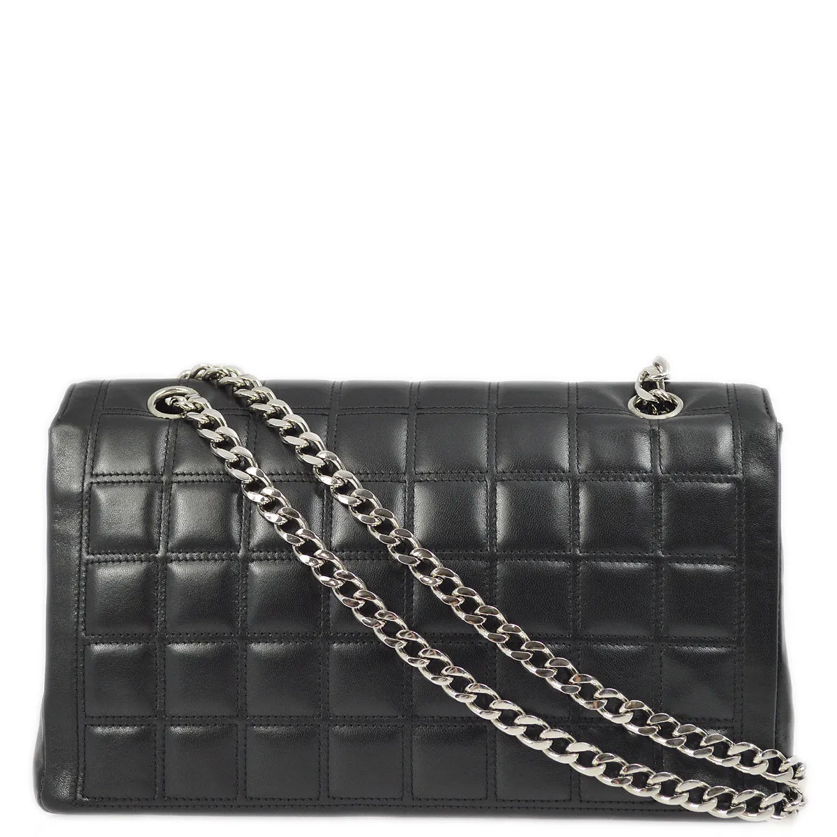 Chanel 2000-2001 Black Lambskin Mademoiselle Lock Choco Bar Shoulder Bag