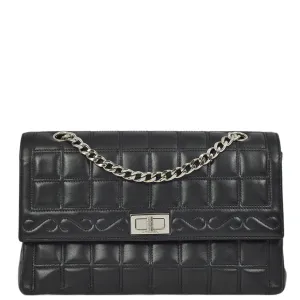 Chanel 2000-2001 Black Lambskin Mademoiselle Lock Choco Bar Shoulder Bag
