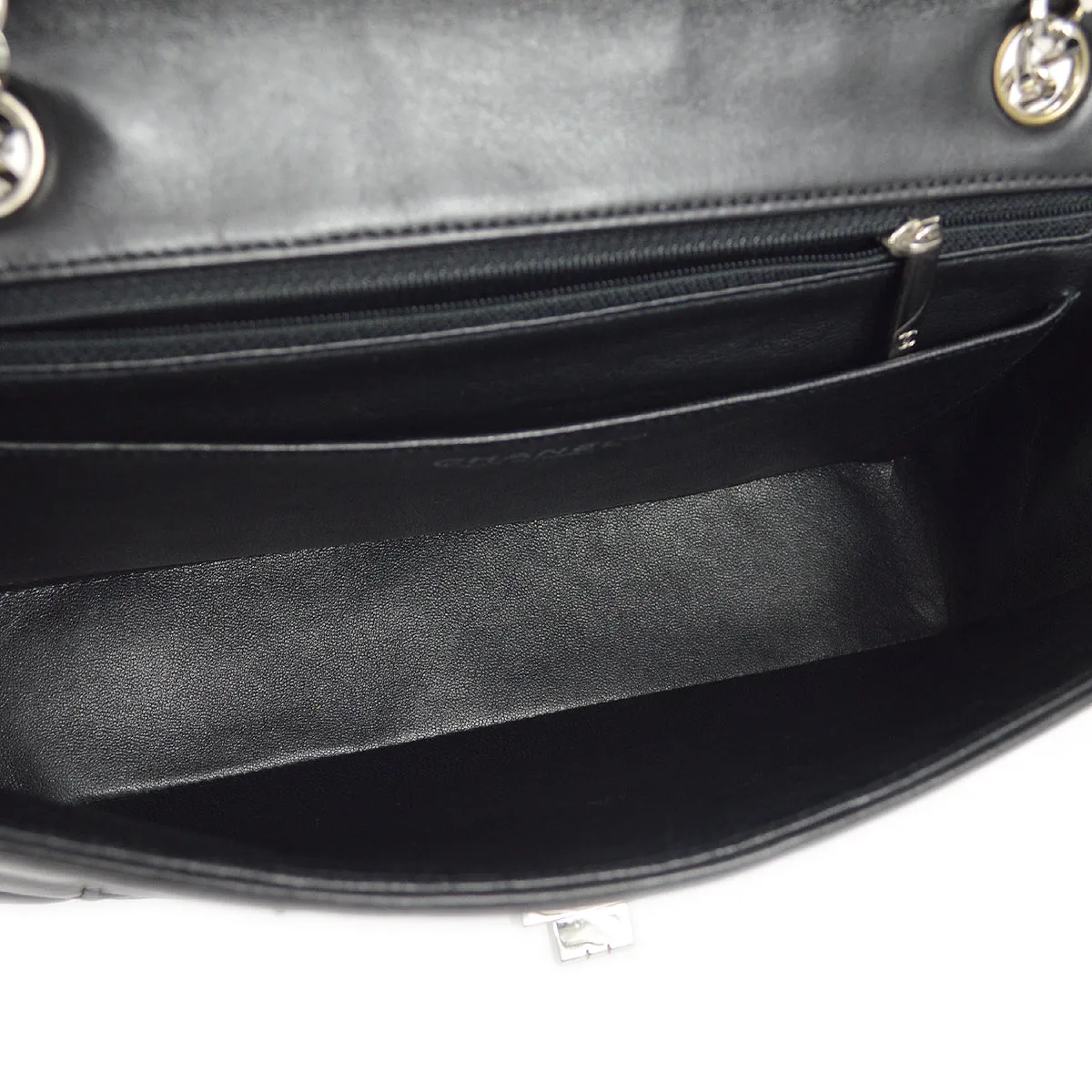 Chanel 2000-2001 Black Lambskin Mademoiselle Lock Choco Bar Shoulder Bag