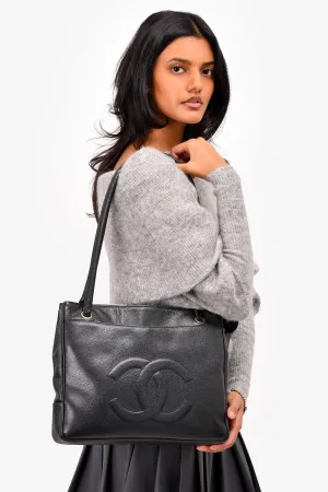 Chanel? 2002/3 Black Caviar Leather Shoulder Bag
