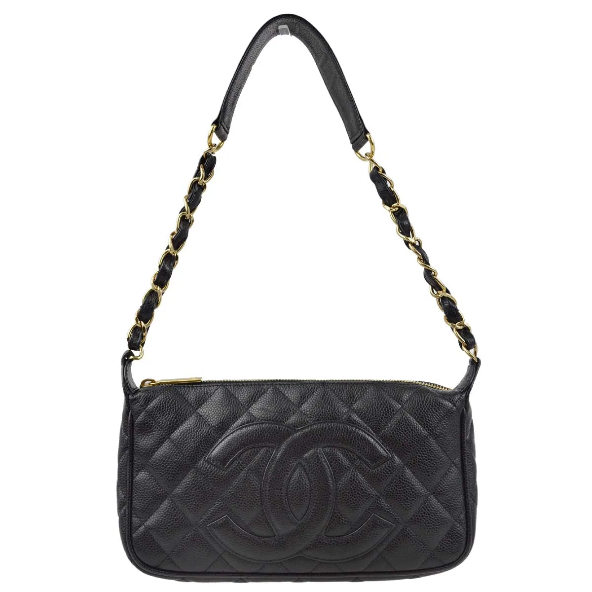 Chanel 2003-2004 Black Caviar Shoulder Bag