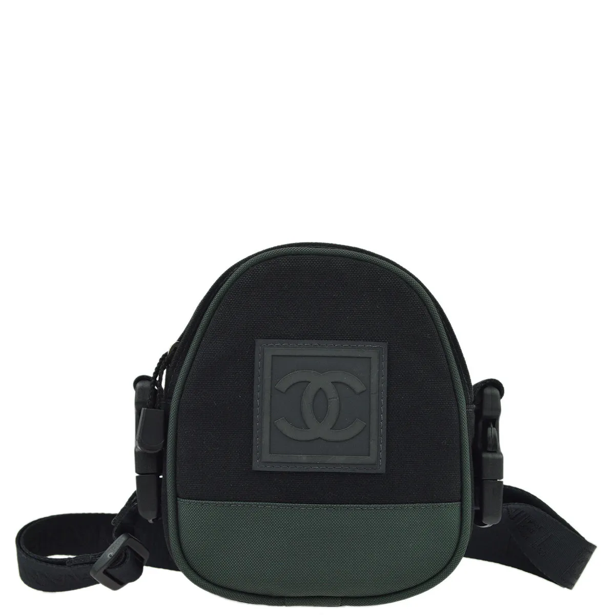 Chanel 2003-2004 Black Green Sport Line Bum Shoulder Bag