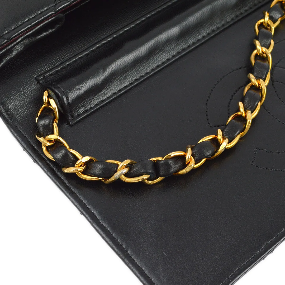 Chanel 2005-2006 Black Lambskin Turnlock Small Half Flap Shoulder Bag