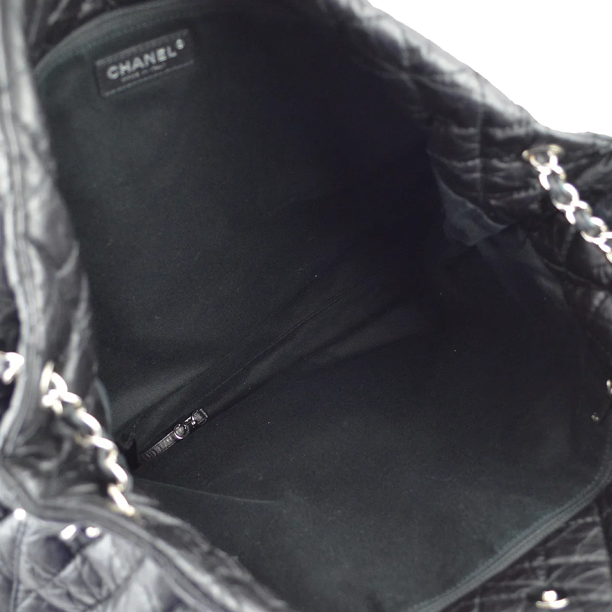 Chanel * 2009-2010 Black Calfskin Fur 2way Shoulder Tote Handbag