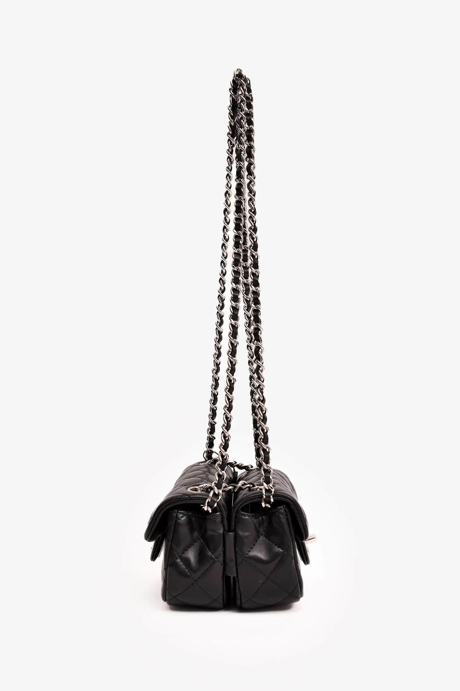 Chanel? 2011/12 Black Lambskin Twin Flap Shoulder Bag
