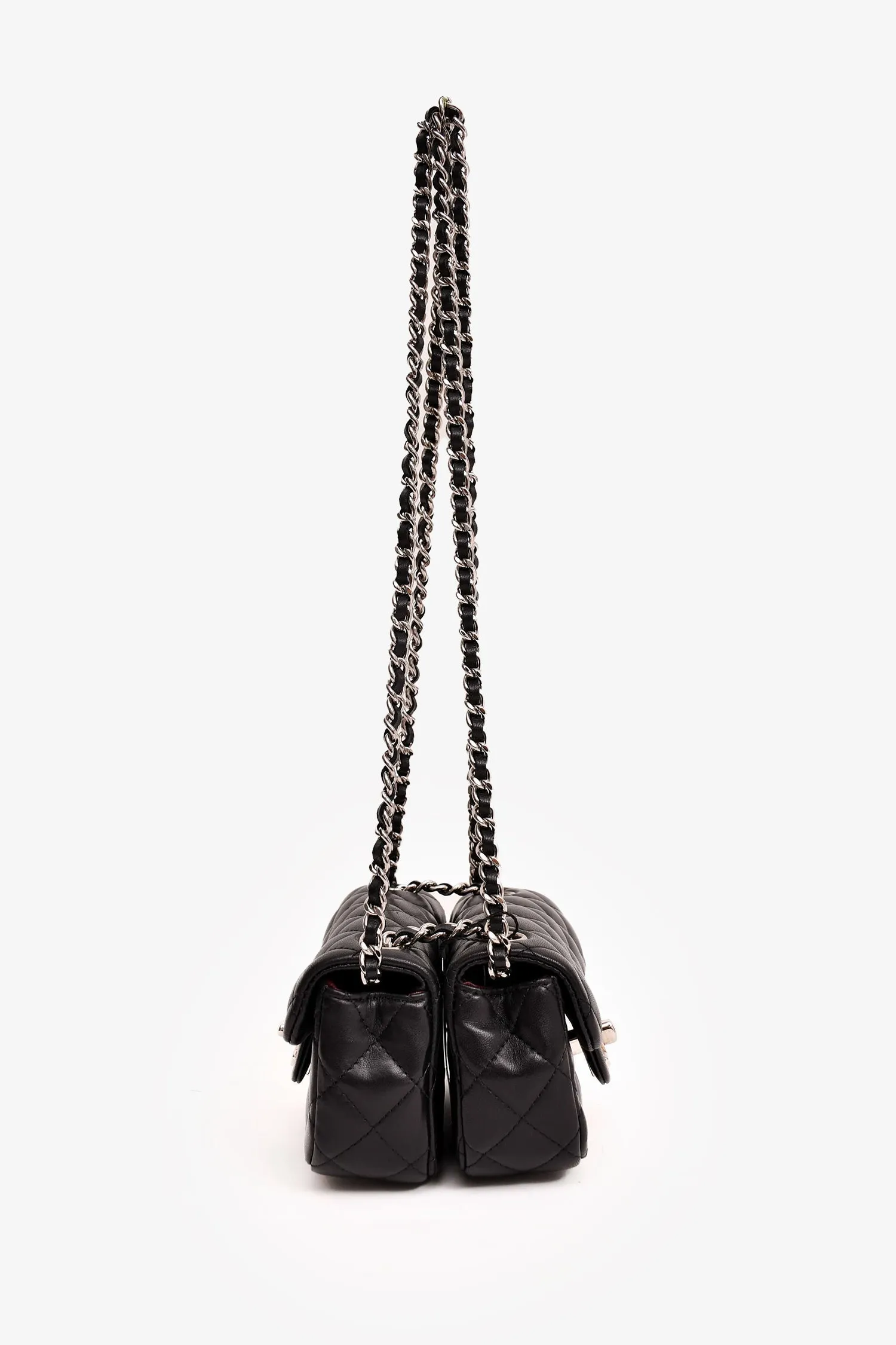 Chanel? 2011/12 Black Lambskin Twin Flap Shoulder Bag