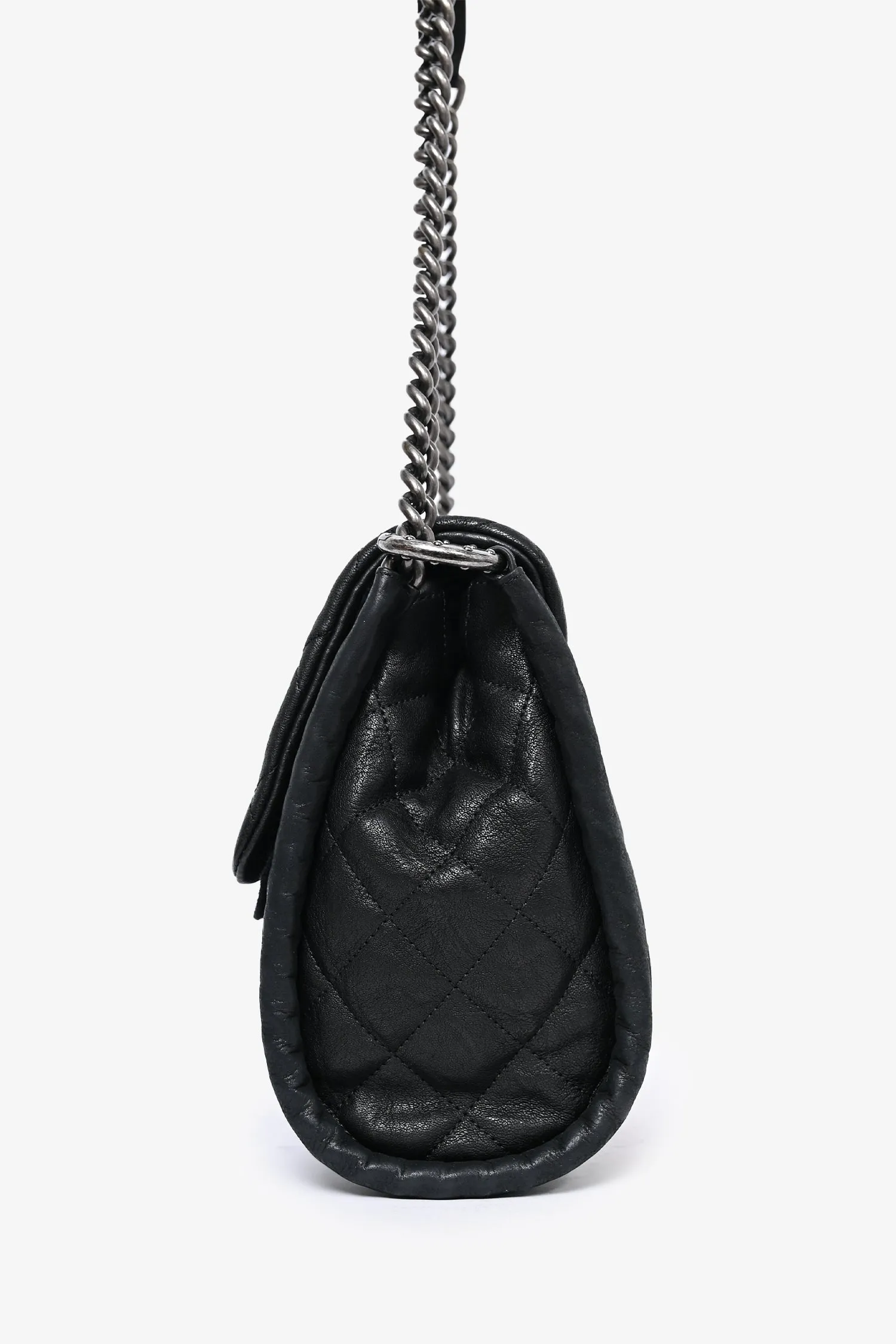 Chanel? 2014 Black/Green Washed Lambskin Quilted Studded CC Flap Shoulder Bag