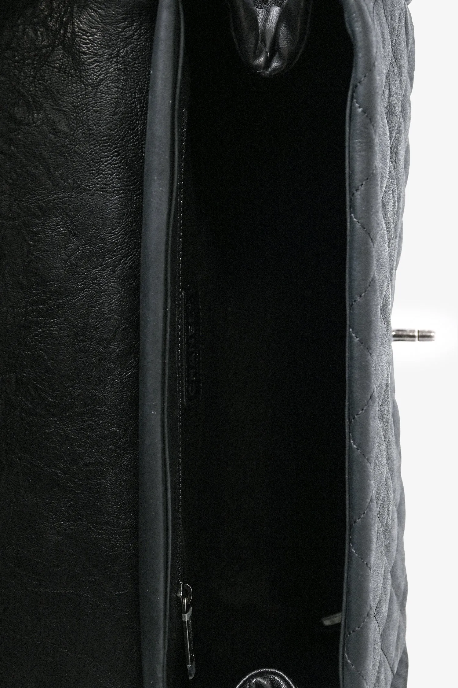 Chanel? 2014 Black/Green Washed Lambskin Quilted Studded CC Flap Shoulder Bag