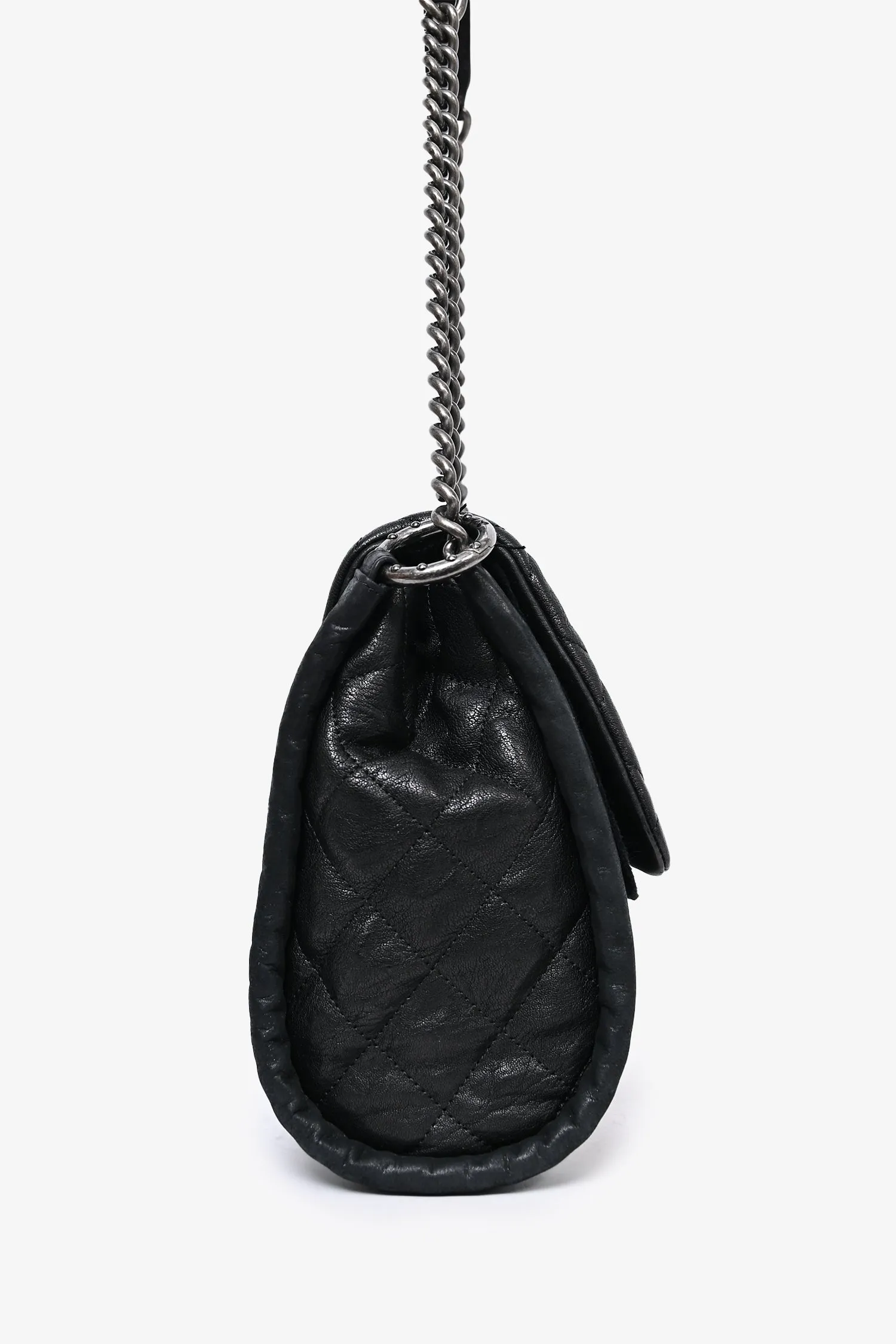 Chanel? 2014 Black/Green Washed Lambskin Quilted Studded CC Flap Shoulder Bag