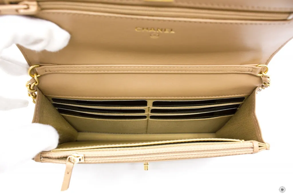 Chanel AP1450B02916 Wallet ON Chain Woc With Golden Ball  Beige   NJ528 Lambskin Shoulder Bags Gbhw