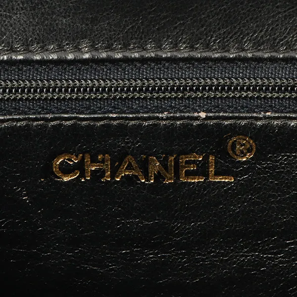 Chanel Around 1990 Made Velour Cc Mark Stitch Metal Clasp Shoulder Bag Black