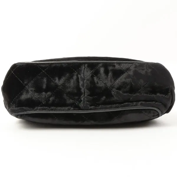 Chanel Around 1990 Made Velour Cc Mark Stitch Metal Clasp Shoulder Bag Black