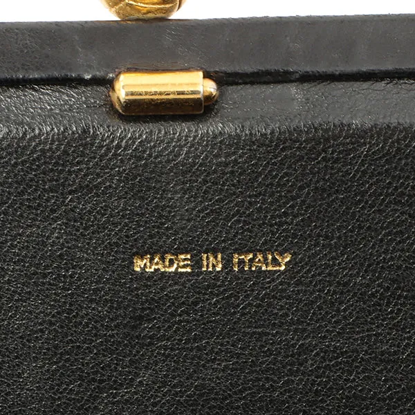 Chanel Around 1990 Made Velour Cc Mark Stitch Metal Clasp Shoulder Bag Black