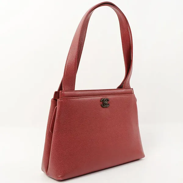 Chanel Around 1998 Made Caviar Skin Cc Mark Shoulder Bag Bordeaux