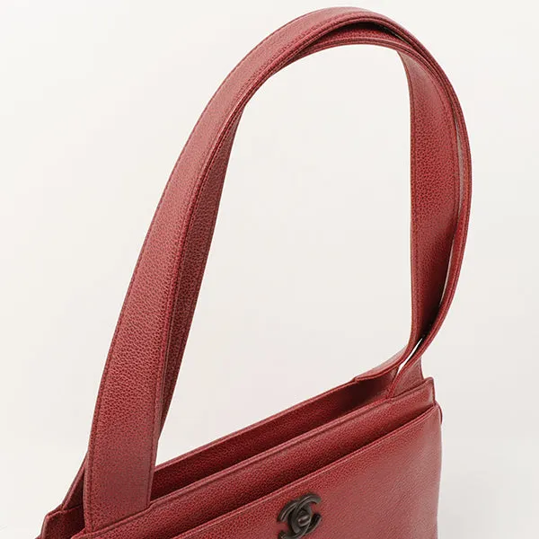 Chanel Around 1998 Made Caviar Skin Cc Mark Shoulder Bag Bordeaux