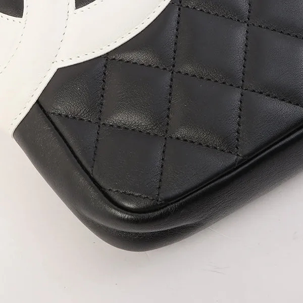 Chanel Around 2003 Made Cambon Shoulder Bag Black/White