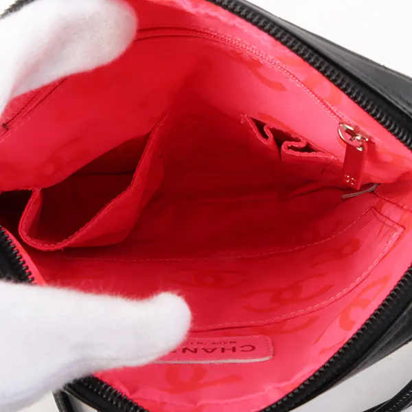 Chanel Around 2003 Made Cambon Shoulder Bag Black/White
